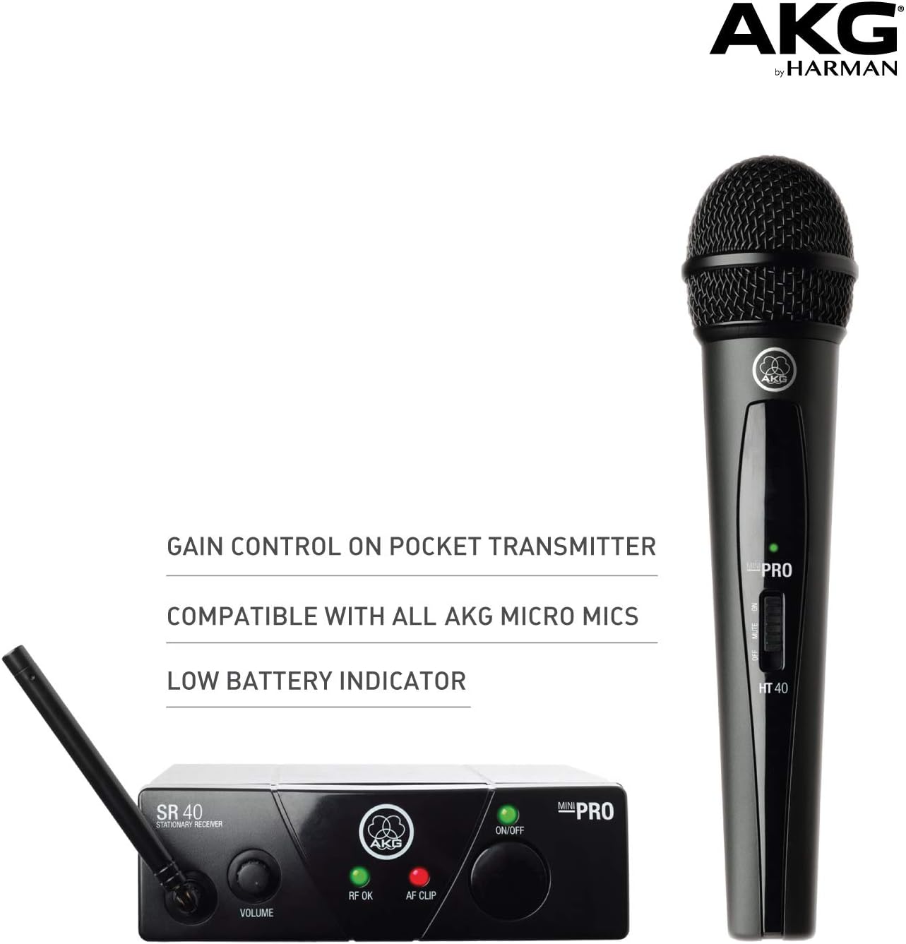 AKG WMS40 Wireless Mini Single Vocal Microphone Set, Band 45a
