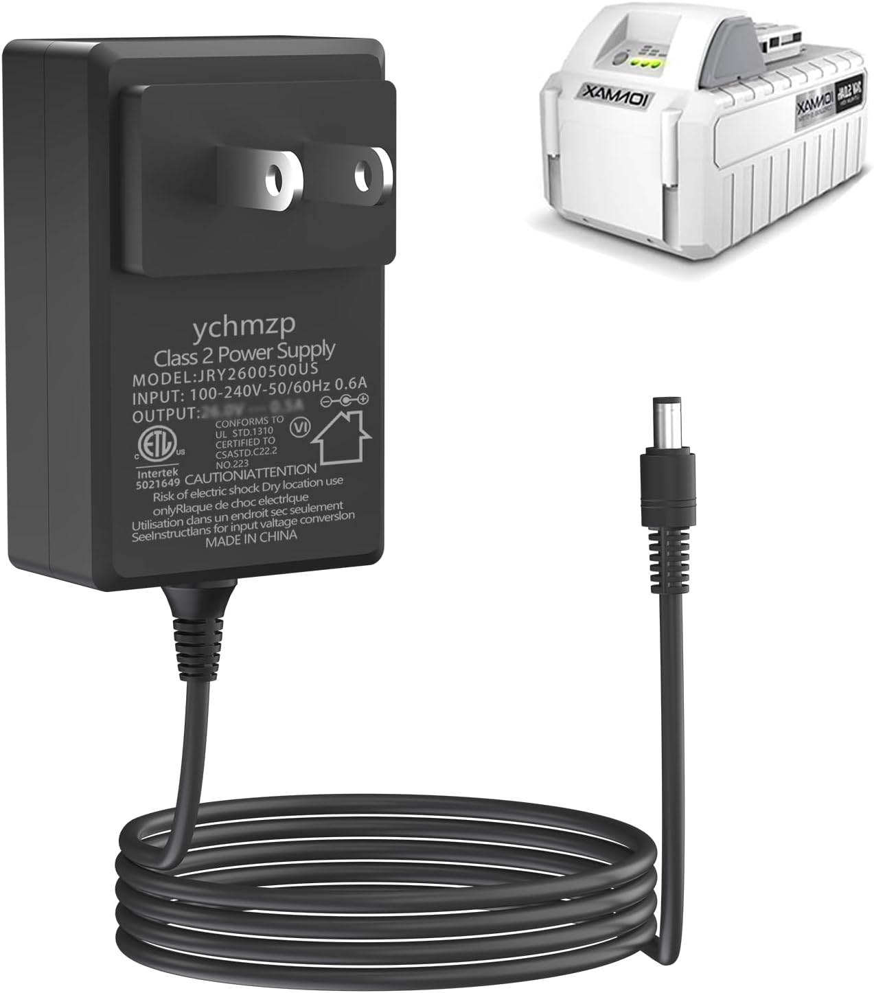 24V Quick Charger for Snow Joe&Sun Joe 24V Lithium Ion Battery，for iBAT24 & 24VBAT Series Batteries，Compatible with 24VBAT-LTE、24VBAT-LT、24VBAT-XR、iBAT24-LTE、iBAT24-LT、iBAT24-XR iON AC Adapter