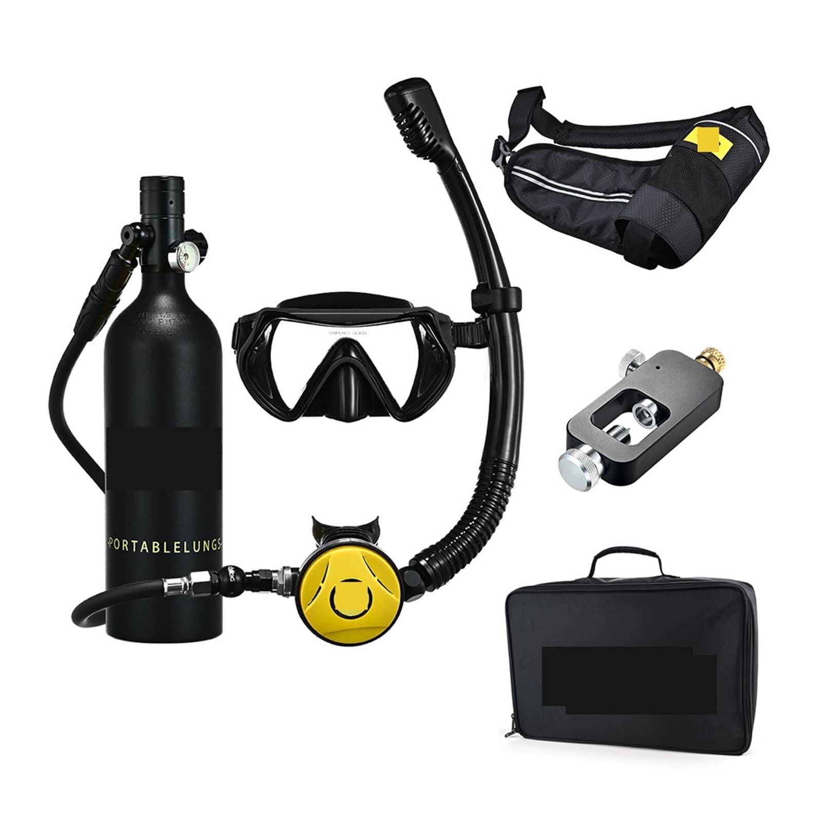 Portable Dive Cylinder, Snorkel Underwater Diving Rebreather Portable Deep Snorkeling Equipment(Blackhead in Black Bottle)