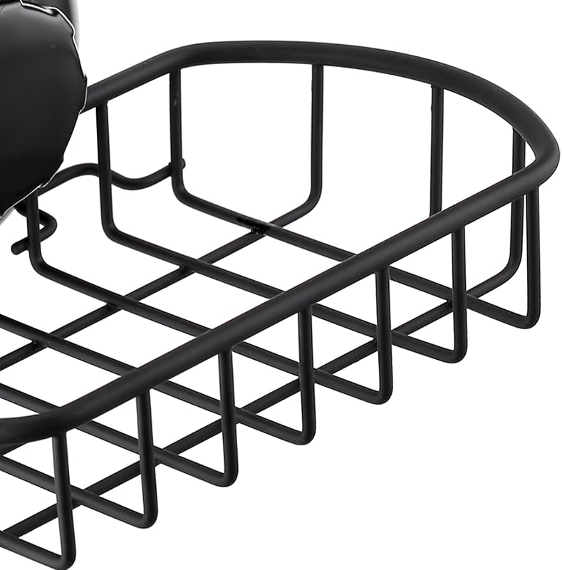 MaxHold Rozsdamentes Acél Szappantartó Kosár - Fúrás Nélküli Tapadókorongos Rögzítés - 10kg Teherbírás - Fürdőszobába, Konyhába - Fekete