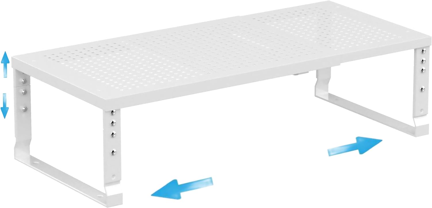 Expandable Spice Rack Kitchen Cabinet Shelf Organizer, Stackable Storage Shelves Racks, Adjustable Counter Shelving for Cabinets, Countertop, Cupboard,Pantry and More(1Pack/White/Medium) White 1 PACK/WHITE/MEDIUM