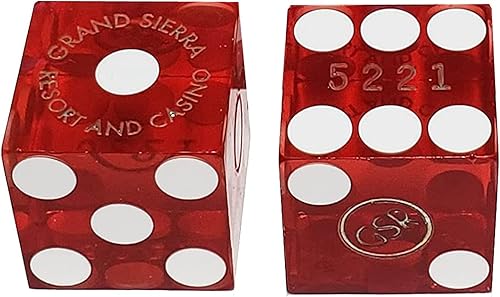 Amplia selección de dados de 0.748 in - Auténticos dados de mesa de casino de Nevada (Grand Sierra Resort (Reno) - Rojo pulido, no coinciden)