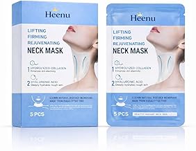 Neck Mask 5 pcs Hydrolyzed Collagen Neck Mask Set with Hyaluronic Acid & Peptide,Moisturizing Firming Masks for Crepey Skin, Helps Reduce the Appearance of Fine Lines for Smoother-Looking Skin (5 pcs)