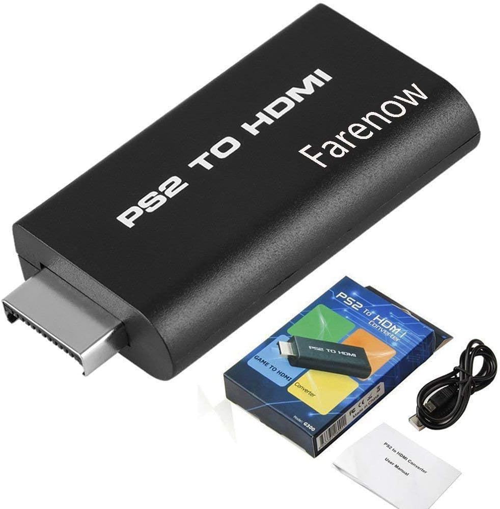 Video AV Adapter for Sony Playstation 2 PS2 to HDMI Converter w/ 3.5mm Audio Output, for HDTV HDMI Monitor by Farenow