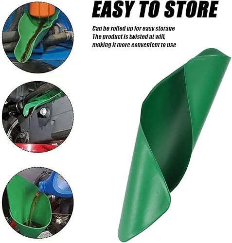 Miniatura 6 de 2 embudo de aceite flexible de 14 x 6 pulgadas, filtro de aceite plegable, placa guía de aceite de drenaje de embudo moldeable reutilizable, para