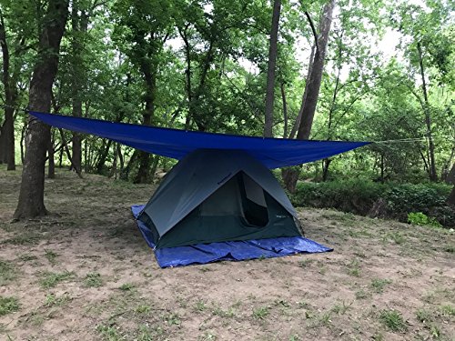 Hanjet Lightweight Outdoor Tarp 8 x 10 5 Mil Multi-purpose Waterproof Reinforced Rip-Stop Tarps with Grommets Blue - Thumbnail 3