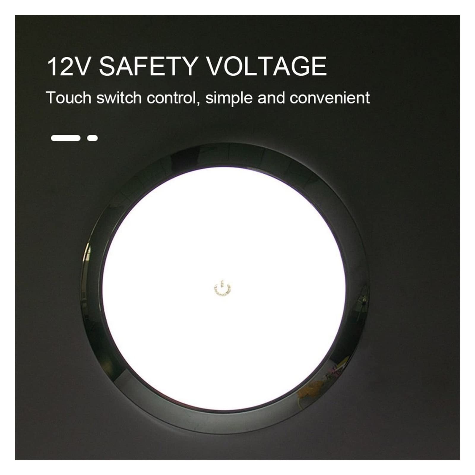 12V/24V LED Touch Lampada RV Ultra-Sottile Rotonda Cupola Lampada da Soffitto Lampada da Lettura for Caravan Barca Yacht Camping Car per Camper(18cm-12V)