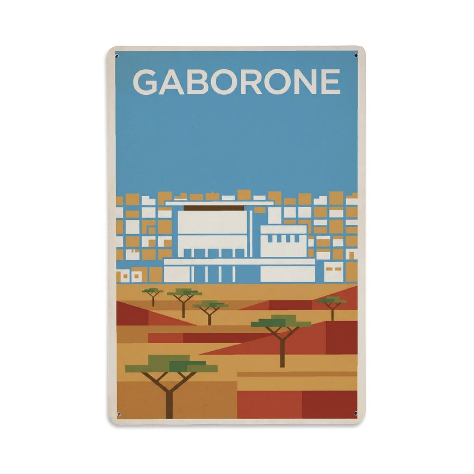 Metal Tin Sign Vintage Travel Botswana Gaborone
