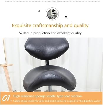 Heavy Saddle Stool Chair with Wheels and Backrest Swivel Height for Salon Spa Beauty Massage Dental Clinic Home Office Use(White)