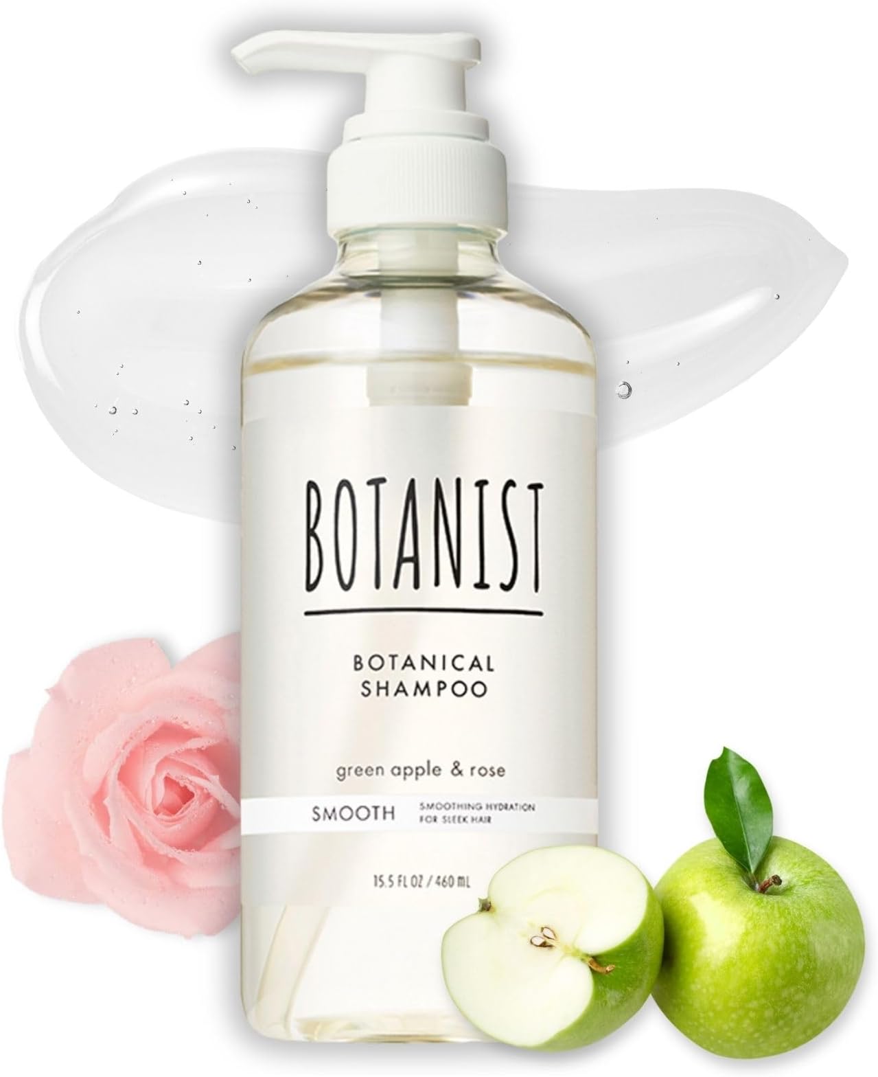 Botanist Keratin Shampoo for Women & Men, Anti Frizz Shampoo for Wavy Hair & Hydrating Detangling Shampoo with Hyaluronic Acid, Ceramide& Collagen from Japan Green Apple& Rose 15.5 Fl Oz SMOOTH
