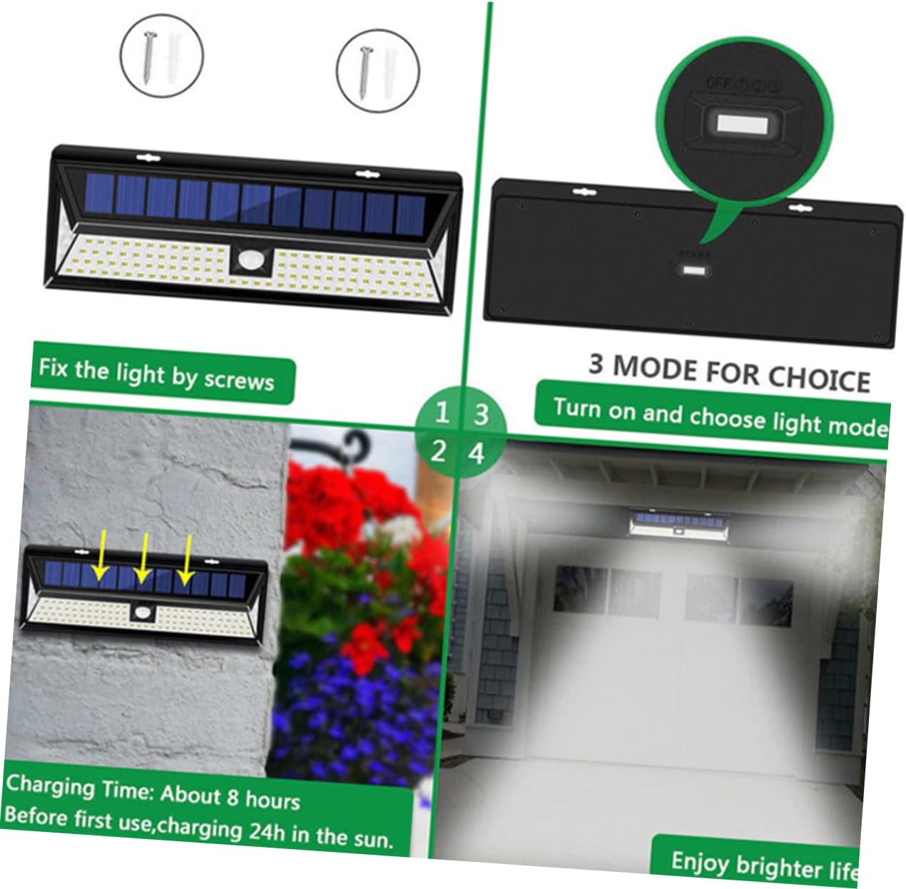 Uonlytech 2pcs 118 Outdoor Solar Lights Outdoor Sconce Lights Outside Solar Lantern Wall Sconces Garage Sconces Solar Lamps Safety Light Human Sensor Front Door