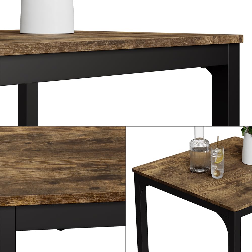 Vicco Table de Salle à Manger Fyrk, Noir/chêne Rustique, 70x70cm, Convient pour Salle à Manger, Cuisine ou espaces extérieurs Couverts