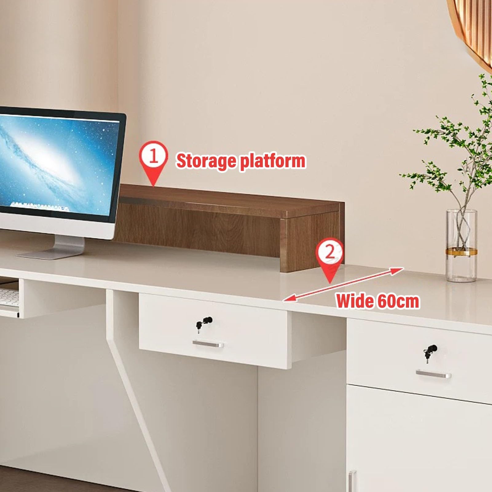 Scrivania per reception, con luce LED, con cassetto, con serratura, design moderno, per reception, postazioni di lavoro e postazioni di servizio clienti.