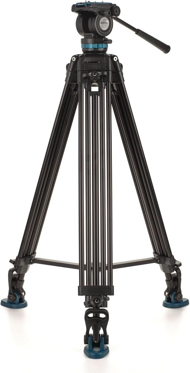 Video Tripod Kit with 60 mm Bowl & Video Head – Supports up to 15 lb Payload, Extends from 34.5″ to 72.6″, Continuous Pan Drag, Quick-Release Plate & Carrying Case Included (KH26PC)