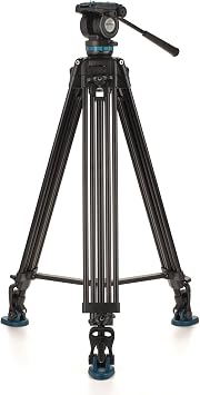 Benro Video Tripod Kit with 60 mm Bowl & Video Head Supports up to 15 lb Payload, Extends from 34.5 to 72.6, Continuous Pan Drag, Quick-Release Plate & Carrying Case Included KH26PC