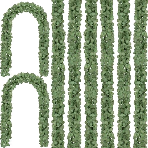 CQURE 60Pcs Eucalyptus Garland,Artificial Eucalyptus Leaves Table Greenery Garland Wreath Vines for Wedding Party Table Fireplace Wall Room Decor