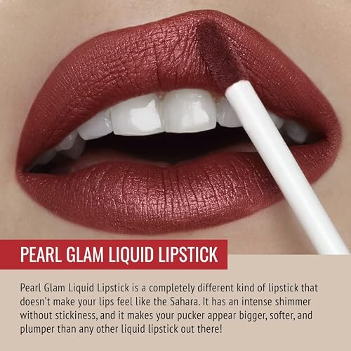 Runway Rogue Pearl Glam Shimmer Liquid Lipstick, Long Wear Warm Brick-Red Lip Color With Gold And Silver Shimmer, Showtime #TOP1