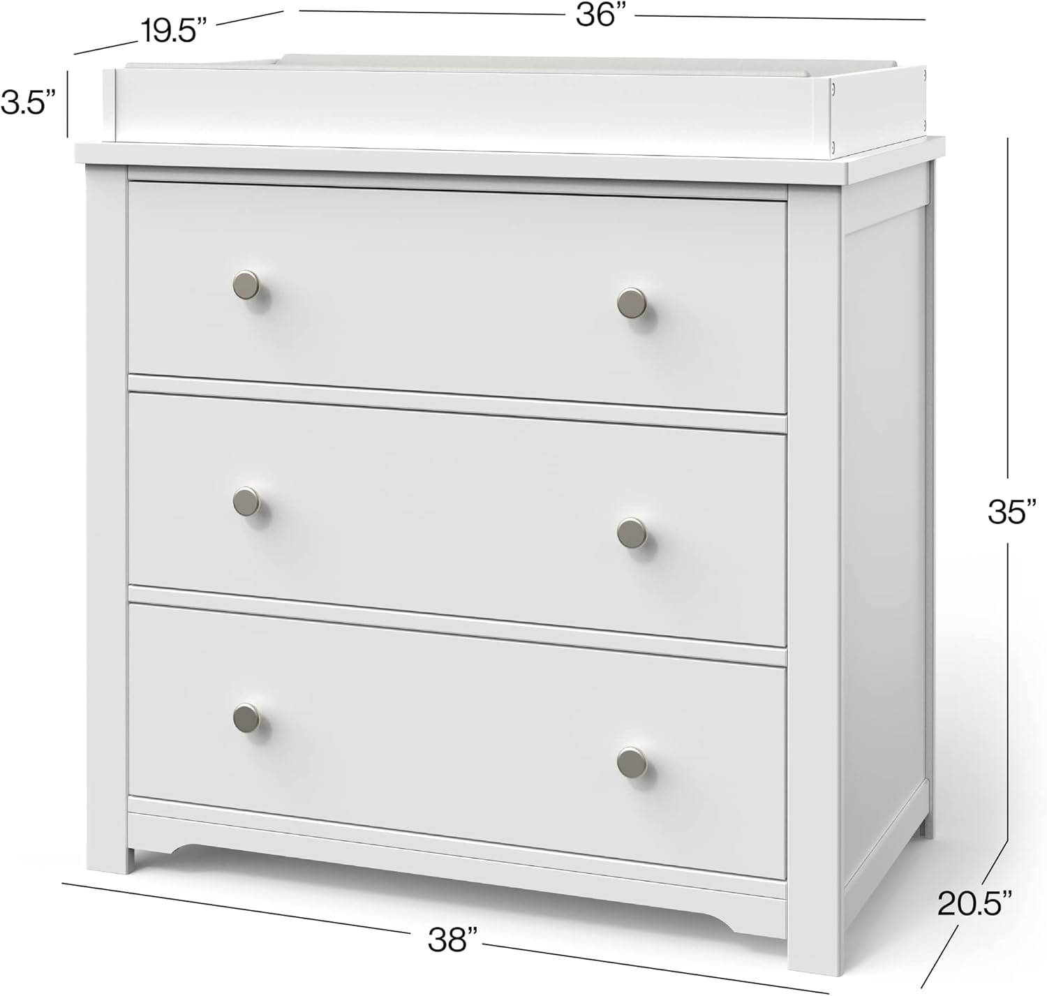 Forever Eclectic Cottage Arch Top 3-Piece Nursery Set with 4-in-1 Convertible Crib, 3-Drawer Dresser, and Changing Table Topper by Child Craft (Matte White) : Baby