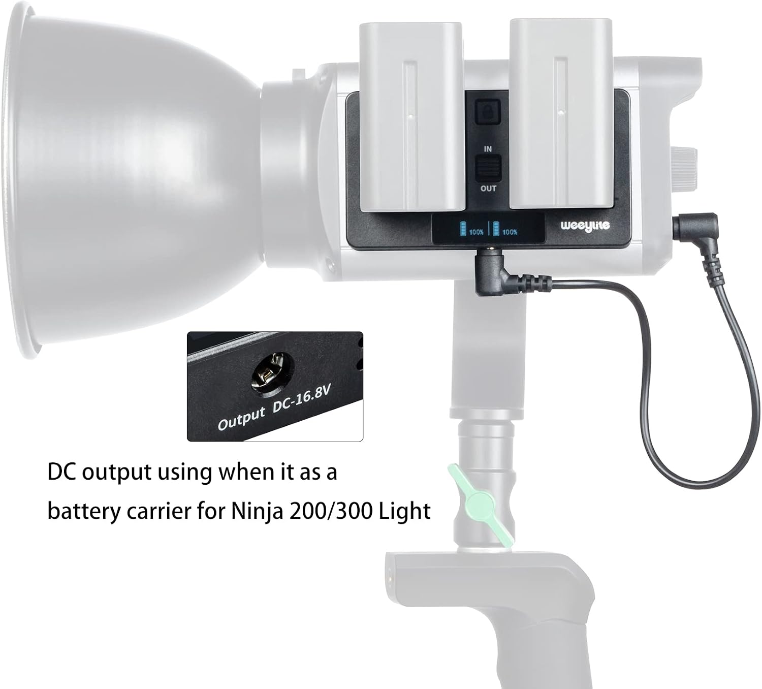 WB2 Battery Carrier Adapter for Ninja 200/Ninja 300, Battery Charger for NP-F Series Battery with USB Type-C Charging Input Port