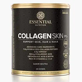 Essential Nutrition Collagen Skin, Suplemento de Colágeno Hidrolisado com Verisol, Ácido Hialurônico, Biotina, Vitaminas A, C e E, Sabor Neutro, 30 Doses
