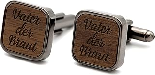 NaturSchatulle Manschettenknöpfe Herren Holz mit Gravur 1 Paar Schwarze Manschettenknopf Eckig Hochzeit Anzug Männer Cufflinks for Men