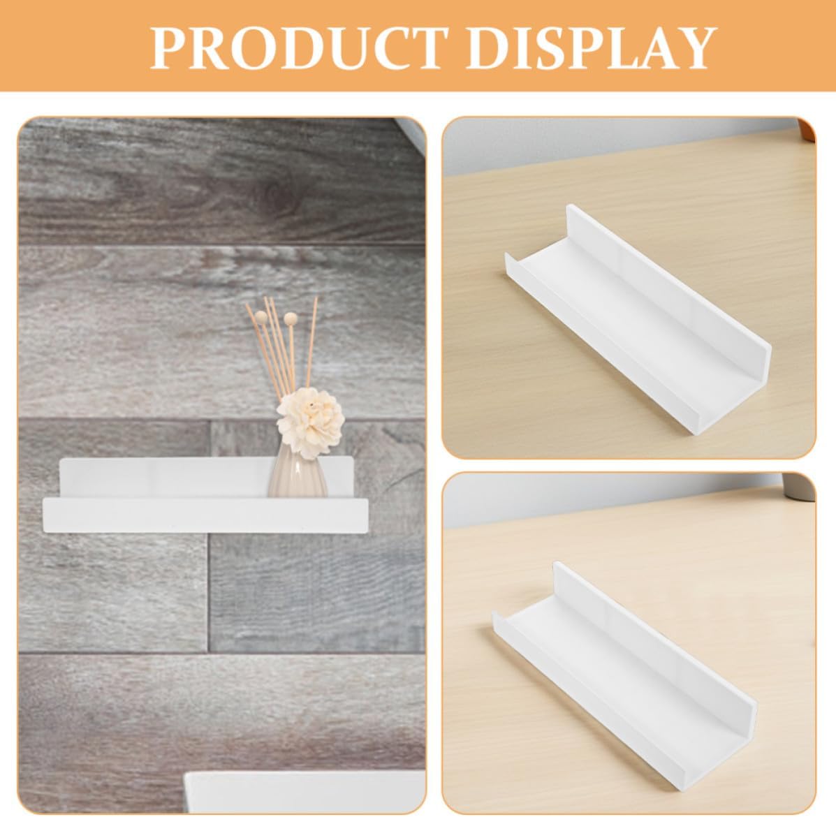2pcs Wall Mounted Floating Picture Shelves Rustic Abs Photo Ledge Display Rack with Easy Installation Multi-Functional Organizer for Nursery and Kitchen