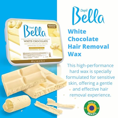 Miniatura 2 de Depil Bella Cera depilatoria de chocolate blanco, 28.2 onzas, cera dura de alto rendimiento para pieles sensibles, textura elástica y cremosa, cera