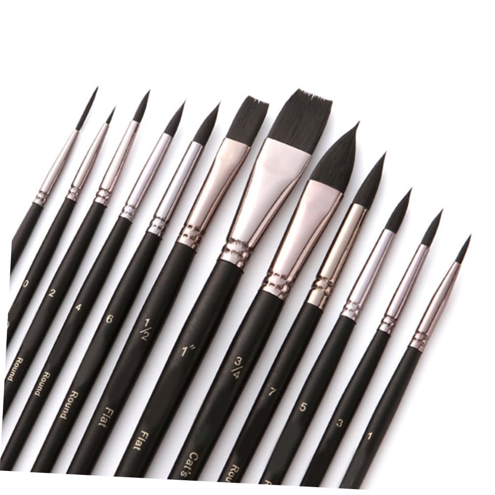 ARTIBETTER 2 Series Pincel De Acuarela Bolígrafo Pinceles Arte Pintar Escobilla Rotuladores Acuarelables Escobas Lápiz Delineador De Uñas Pincel De Pintura De Detalle Black 12 Piezas*2