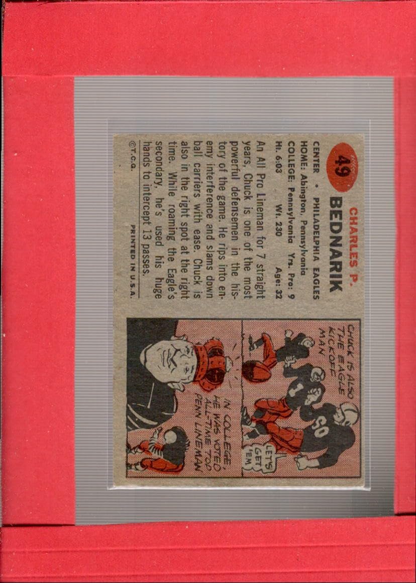 1957 Topps #49 Chuck Bednarik EX Excellent Philadelphia Eagles Football
