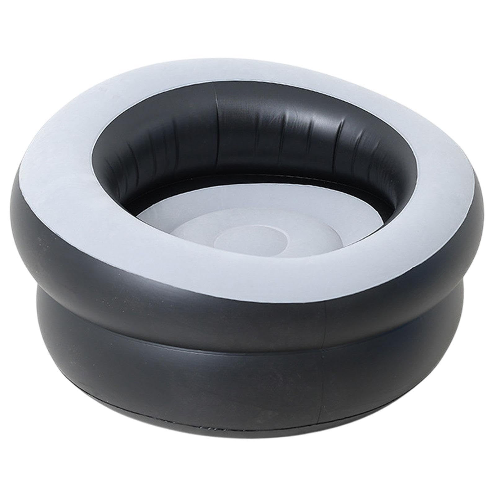 Inflatable Lounge Chair Blow up Chair for Outdoor Furniture Indoor Game Room Gray Black-image-36