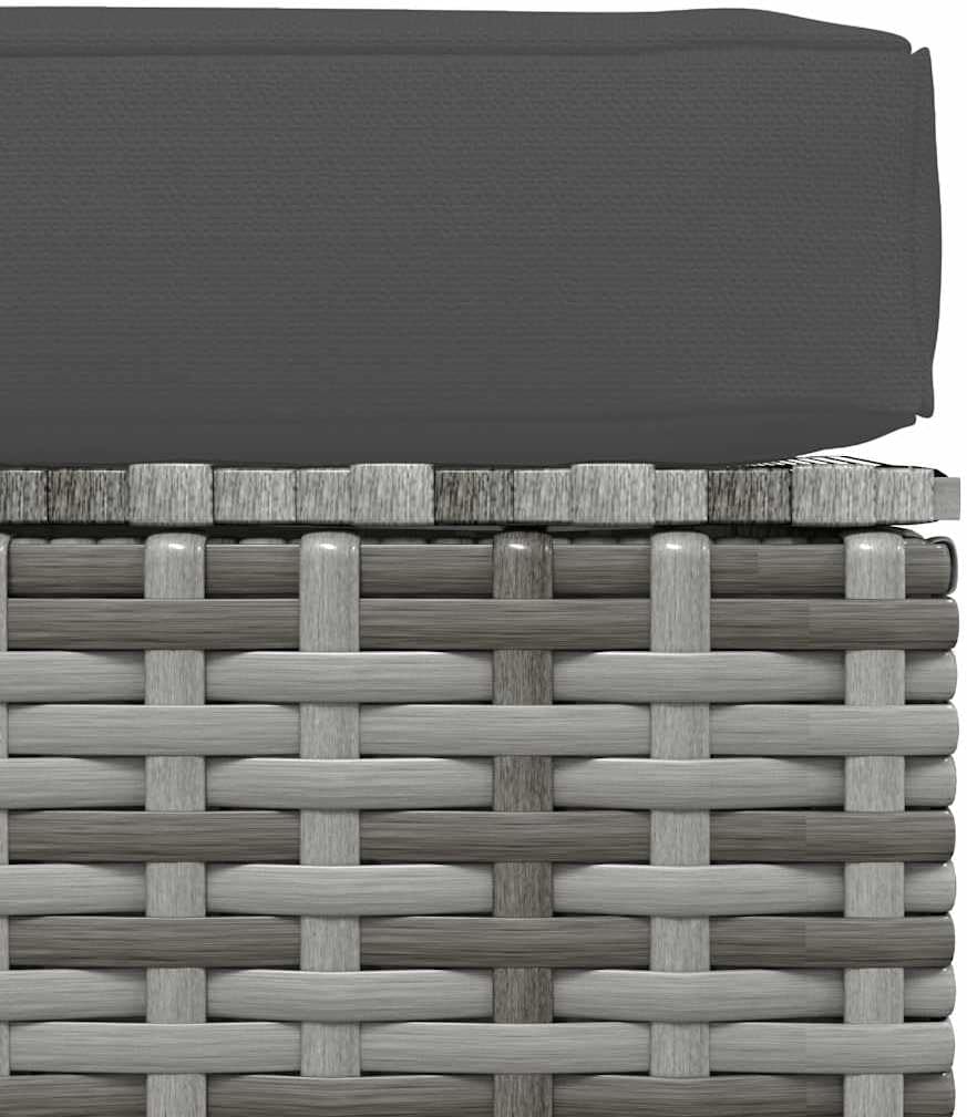 vidaXL Patio Footrest with Cushion - Stylish & Functional Gray Poly Rattan Footstool with Powder-Coated Steel Frame, Modifiable Design, Suitable for Indoor & Outdoor Use, Includes Comfortable Remo...