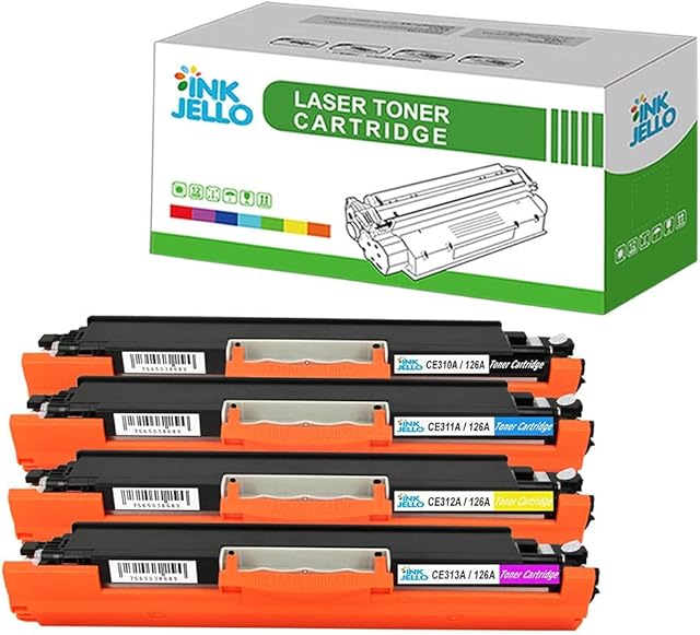 InkJello Compatible Toner Cartridge Replacement for HP Colour LaserJet CP1025 CP1025nw Pro 100 color MFP M175a M175nw Pro 200 CE310A CE311A CE312A CE313A (Black/Cyan/Yellow/Magenta, 4-Pack)