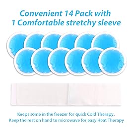 NEWGO Small Ice Packs for Injuries, 14 Pack Round Ice Packs for Face, Hot and Cold Gel Ice Pack Circular Cold Compress with Cloth Backing & Sleeve for Pain Relief, Toothaches, Breast Surgery