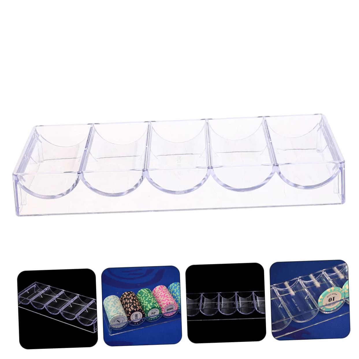 Boîte de Rangement pour Chips Party Chips en Acrylique Transparent 5 Compartiments pour 100 Jetons, Organiseur pour Poker à Domicile