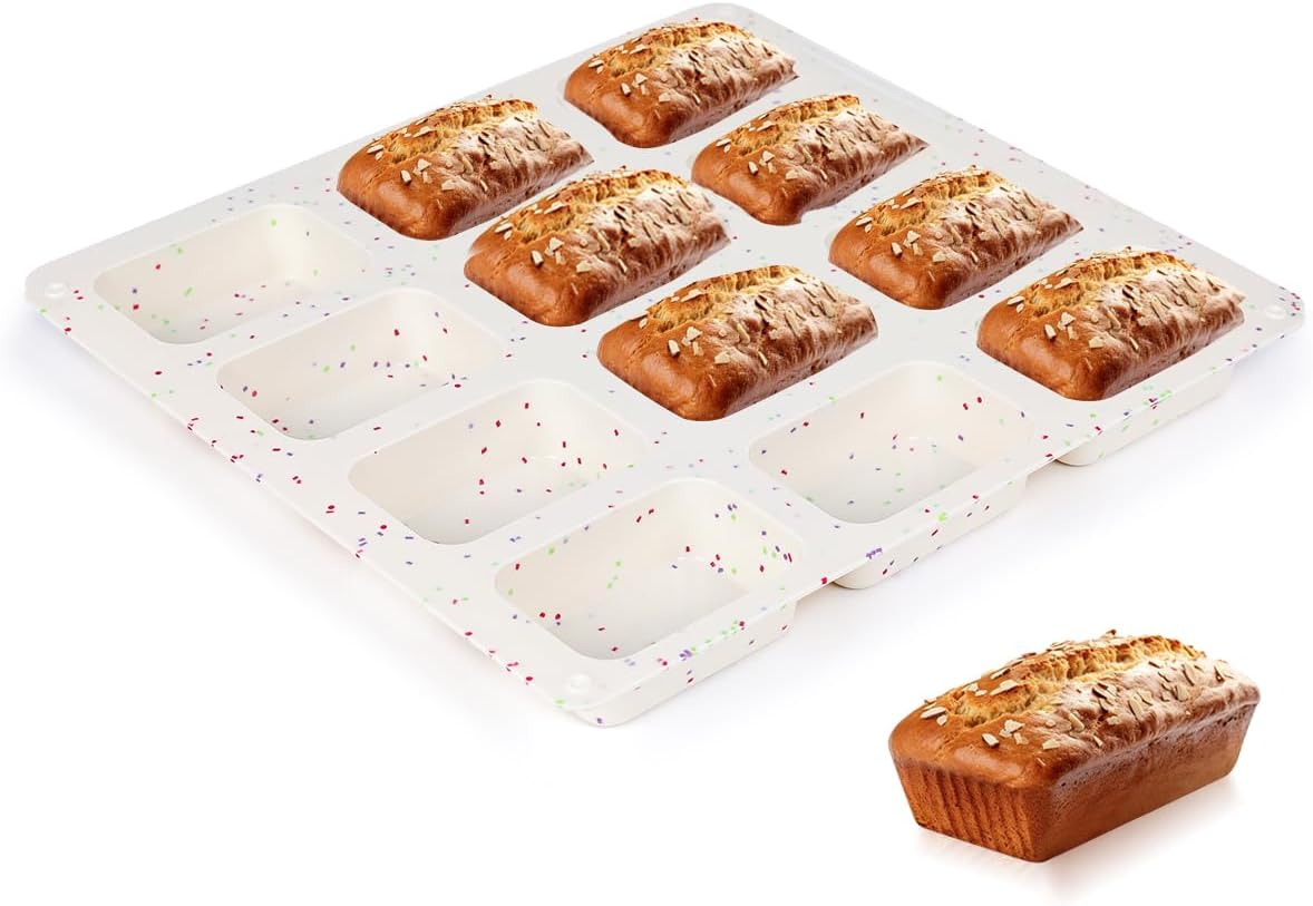 Mini Loaf Pan, Silicone Mini Bread Loaf Pans 12 Cups for Baking Mini Bread, Brownie, Cornbread, Cheesecake, Soap Nonstick