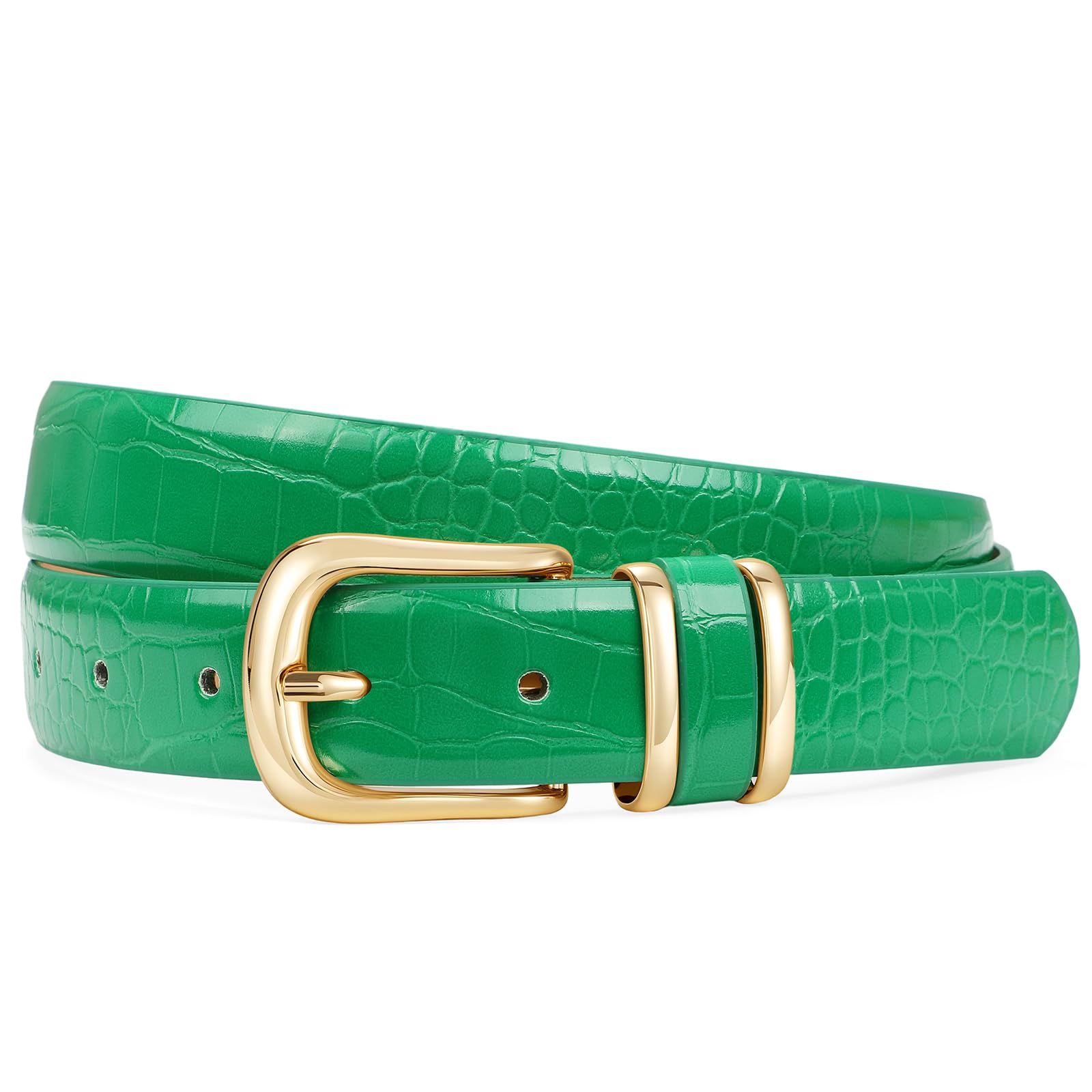 Women Leather Belts for Jeans Pants Fashion Gold Silver Buckle Ladies Dress Waist Belt Crocodile Grain