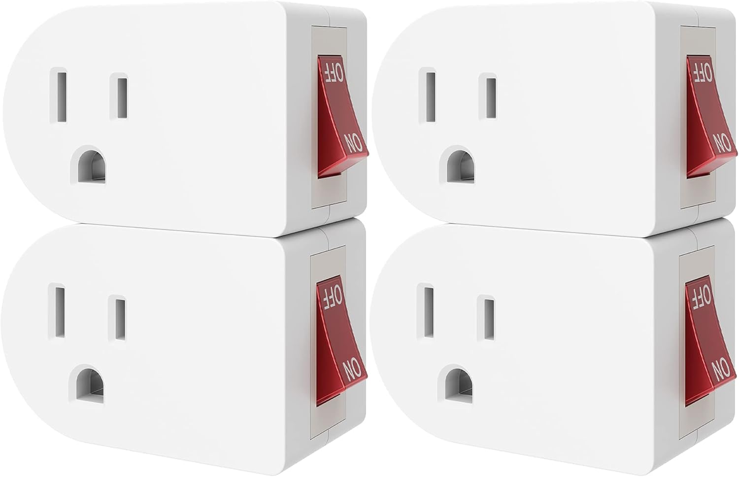 Oviitech 4 Pack Grounded Outlet Wall Tap Adapter with On/Off Power ...