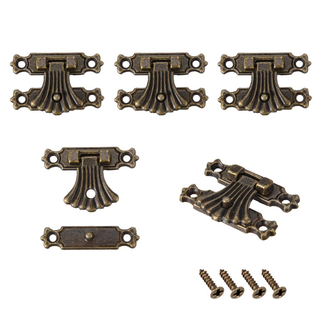 5 Sets Antique Bronze Wood Case Latches - 28x23mm Zinc Alloy Chest Box Clasp Closures With Screws