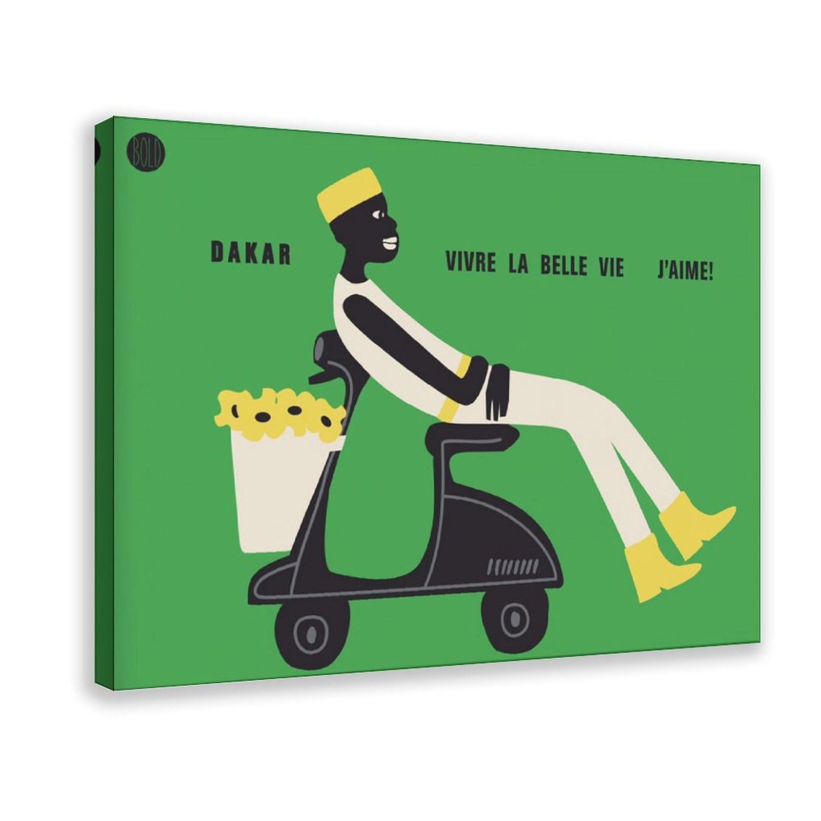 GJtyRFH On A Vespa in Dakar Man Senegal Africa Mid Century Modern Ethiopia (2) Canvas Wall Art Posters And Prints Room Aesthetic Bedroom Office Decor 20" L X 30" W