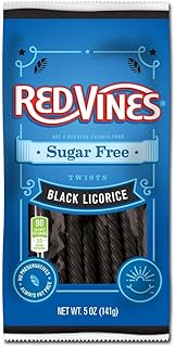 Red Vines Black Licorice Sugar Free Vines - 5 oz. bag, 12 per case