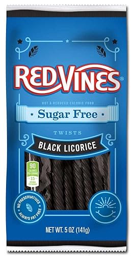 Red Vines Black Licorice Sugar Free Vines - 5 oz. bolsa, 12 por caja