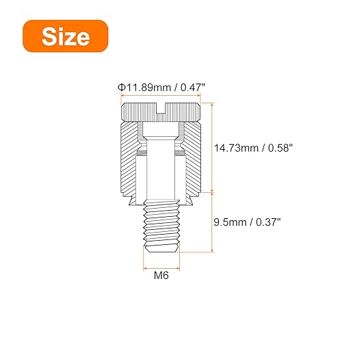 Miniatura 2 de uxcell 2 tornillos de resorte de panel de acero inoxidable M6-0.039x0.374 in, PFC2 cabeza moleteada con resorte cargado con tornillos autoadhesivos