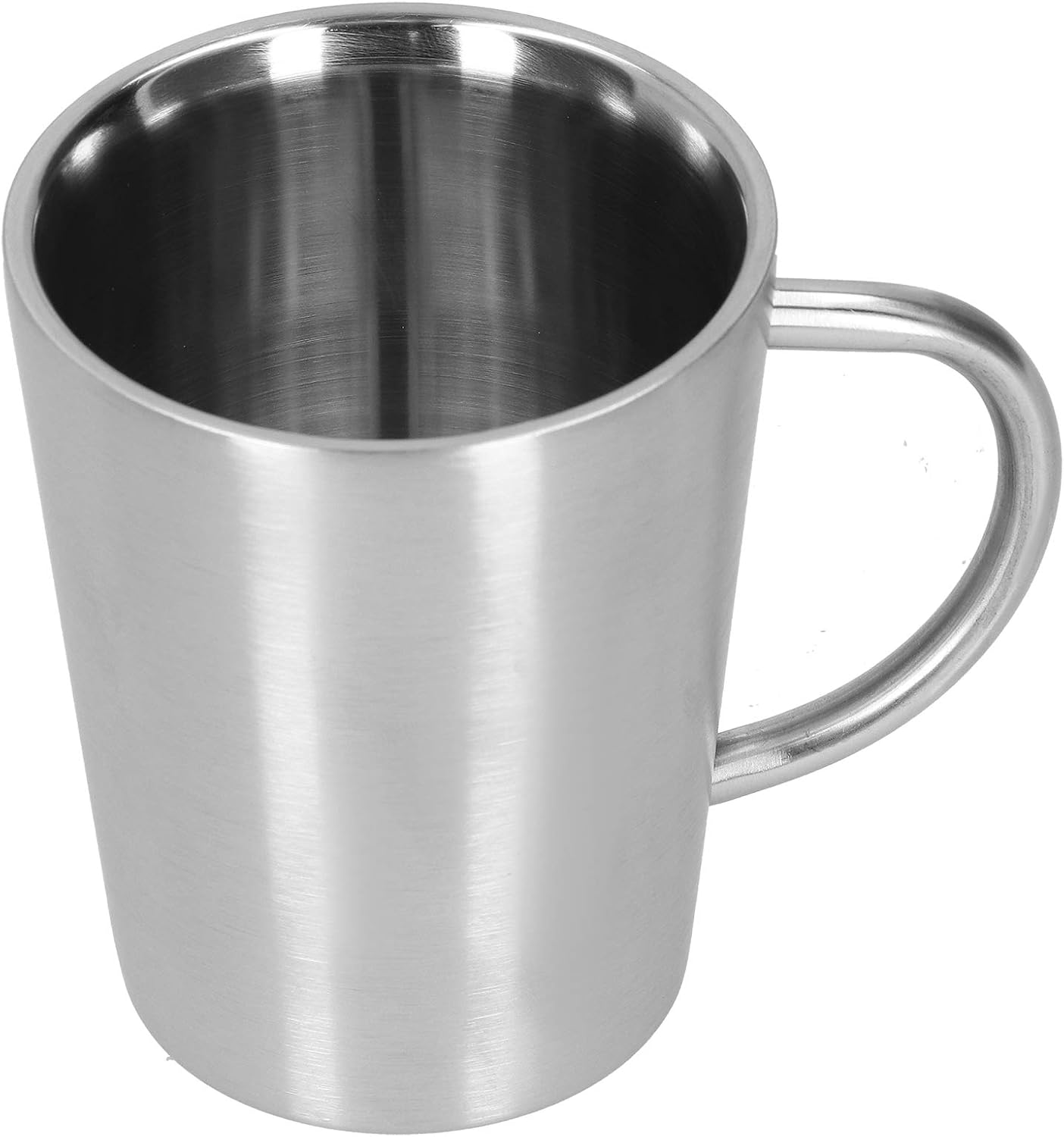 Hapivida Stainless Steel Double Walled Mug, 12oz/340ml Insulated Cup Coffee Mug Water Camping Mug with Handle Silver - Image 5