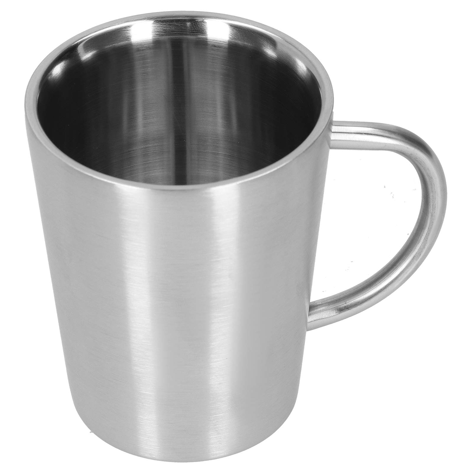 XHTLLO Stainless Steel Beer Mug, Double Wall Coffee and Water Cup with Handgrip, Drop Resistant, High Temperature Resistant Drinkware with Flat Finish (Stainless Steel Color)
