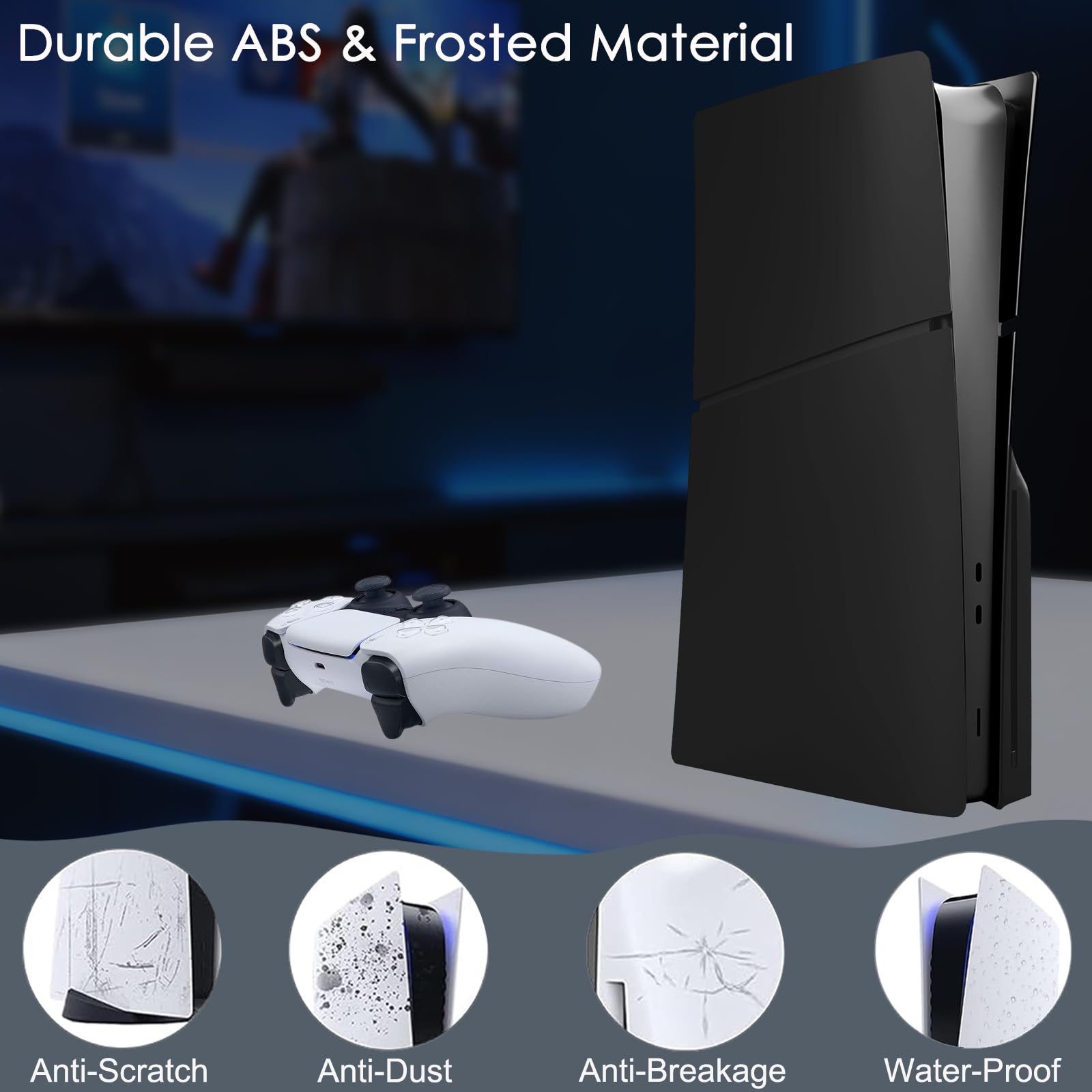 Placas frontales a prueba de golpes para PS5 Slim Disc Edition – Placa de repuesto mate de ABS duro para PlayStation 5, accesorio de consola de disco delgado, a prueba de polvo y antiarañazos, paneles