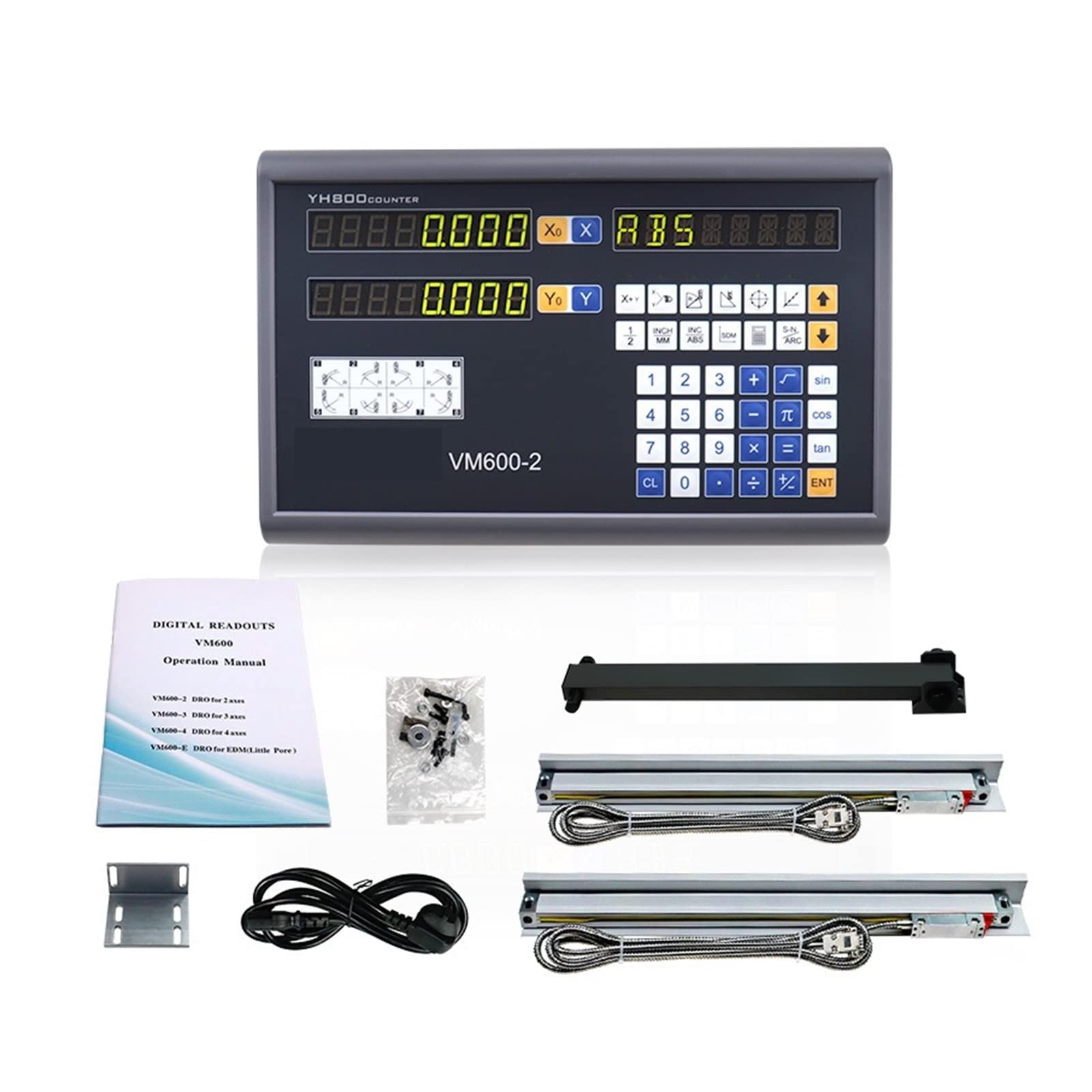 Sensor de regla de rejilla, VM600-2 Digital Readout Dro Set Kit de escalas lineales 5U Codificador lineal Líneas 50 mm a 1000 for máquinas fresado torno(SDS2MS DRO)