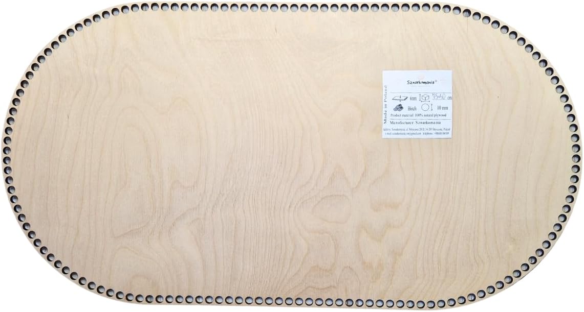 Sznurkomania Plywood Base, 75x40cm, Natural Wood, Crochet Basket Base