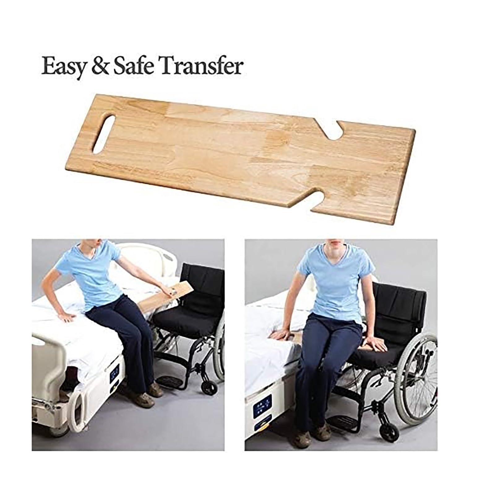 Tavola di trasferimento, Dispositivo di Assistenza per tavola di trasferimento in Legno per Il trasferimento di pazienti, Anziani e disabili dalla Sedia a rotelle al Letto, alla Vasca da Bagno, all'