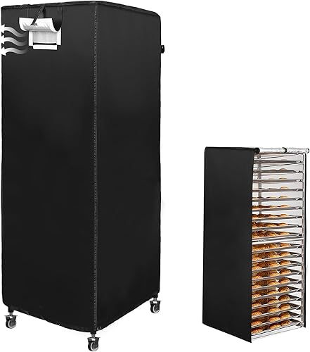 tiscover Cubierta negra de 20 niveles con rejillas de ventilación, 23 x 28 x 64 pulgadas, cubiertas de estante individual para panadería,