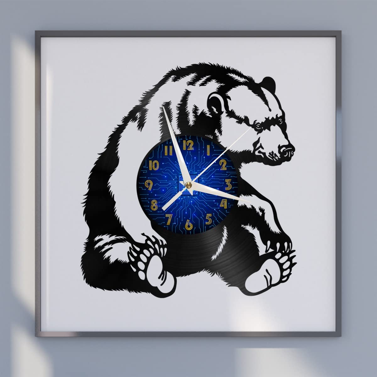 Horloge murale ours polaire en vinyle déco idéale pour salon et chambre